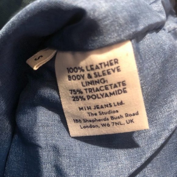 MiH Leather Moto Jacket Teal Size Small Womens Blue Green Zipper Pocket Punk - Picture 4 of 5